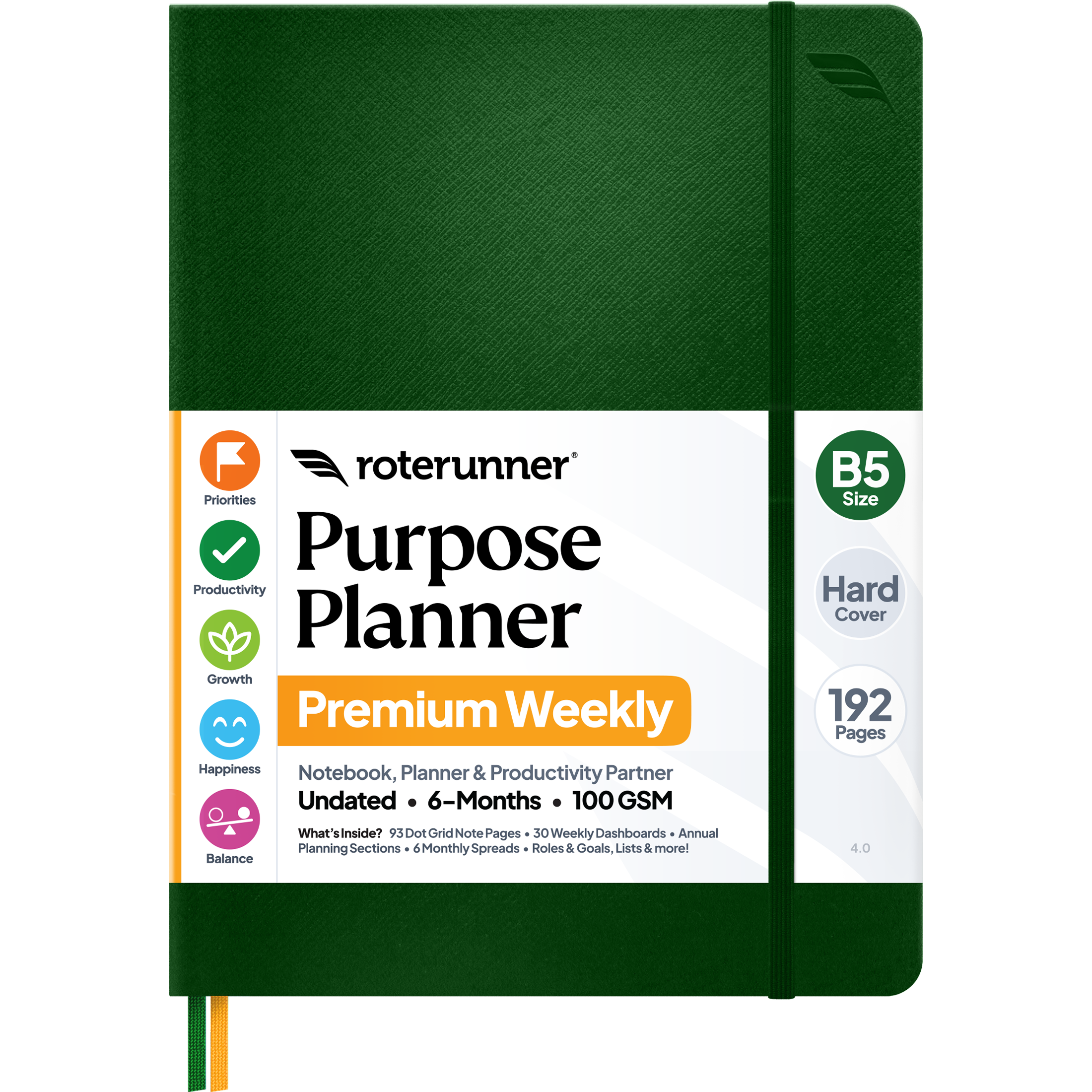 Purpose Planner B5 6M - #cover_hard #color_green