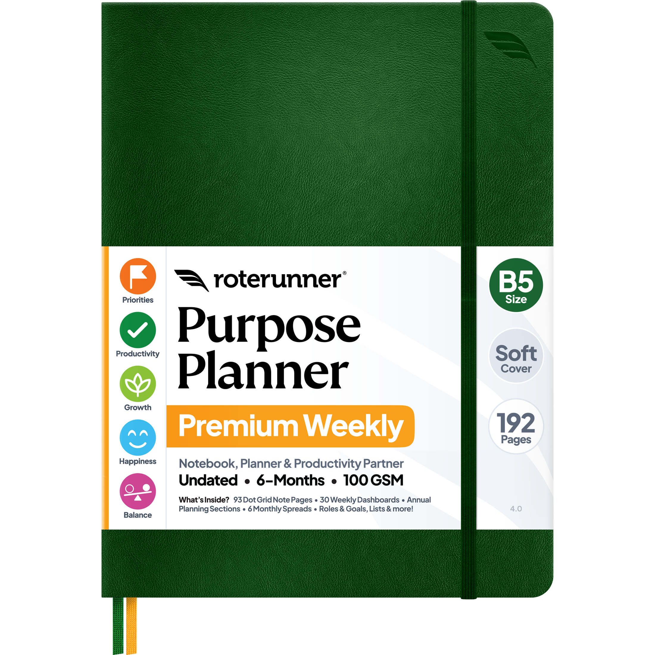 Purpose Planner B5 6M - #cover_soft #color_green