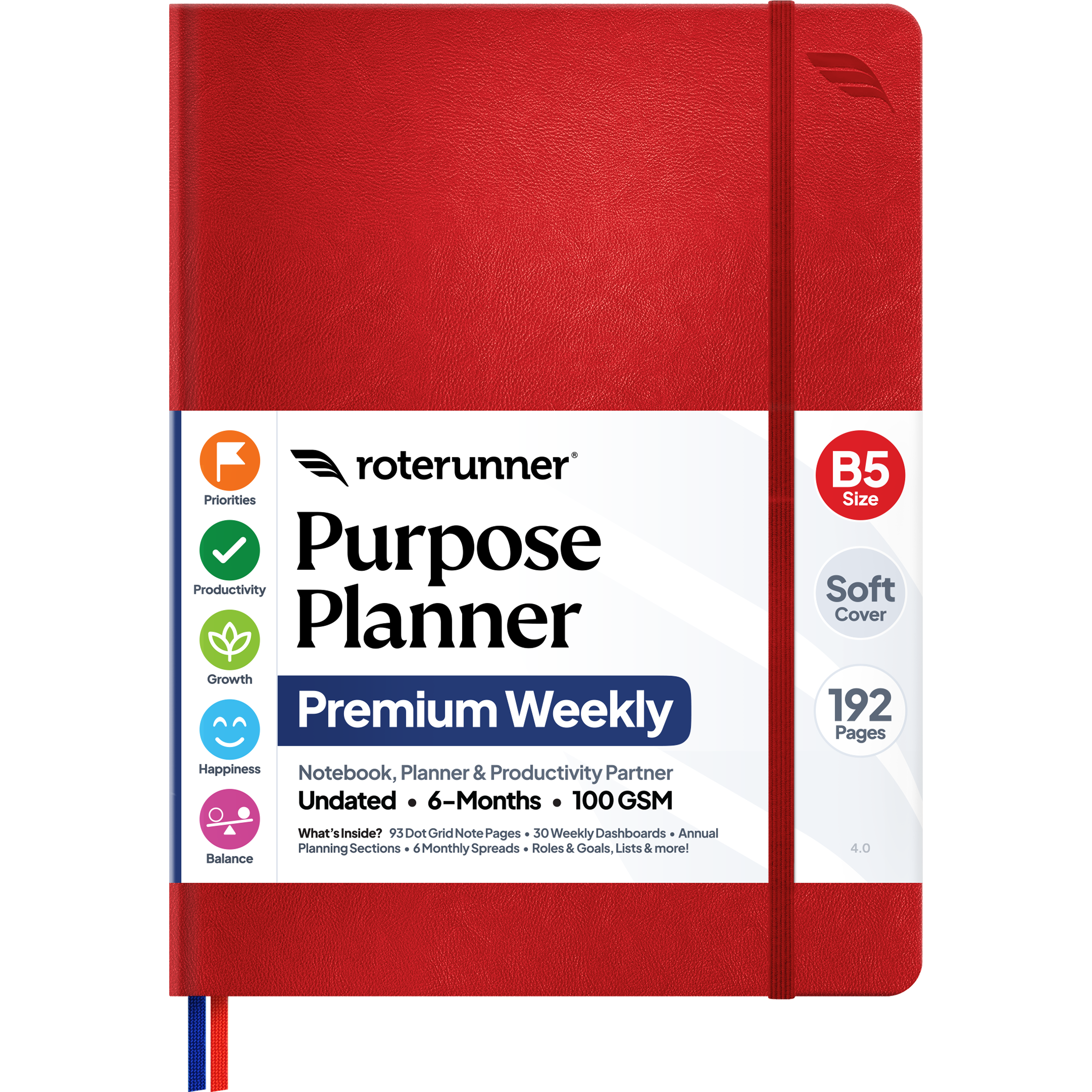 Purpose Planner B5 6M - #cover_soft #color_red