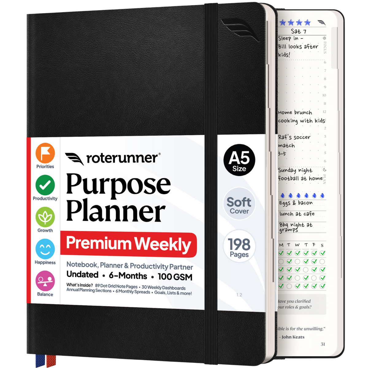 Purpose Planner A5 6M - #cover_soft #color_black