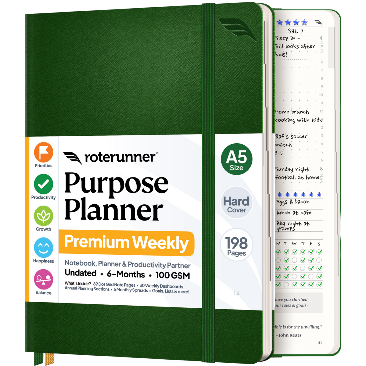 Purpose Planner A5 6M - #cover_hard #color_green