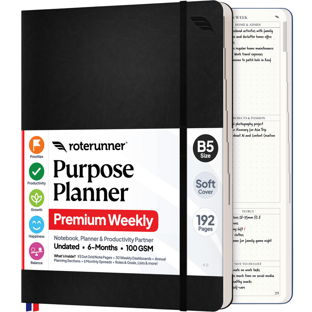 Purpose Planner B5 6M - #cover_soft #color_black