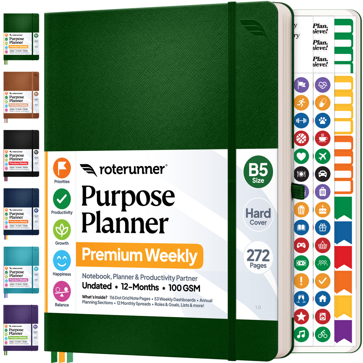 Purpose Planner B5 12M - #cover_hard #color_green