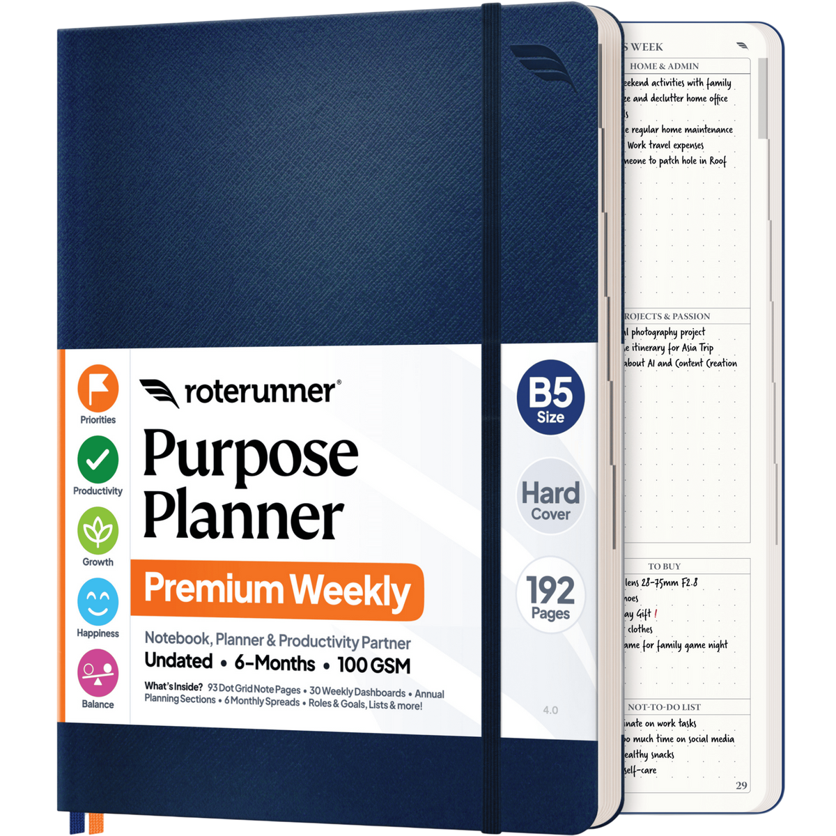 Purpose Planner B5 6M - #cover_hard #color_navy