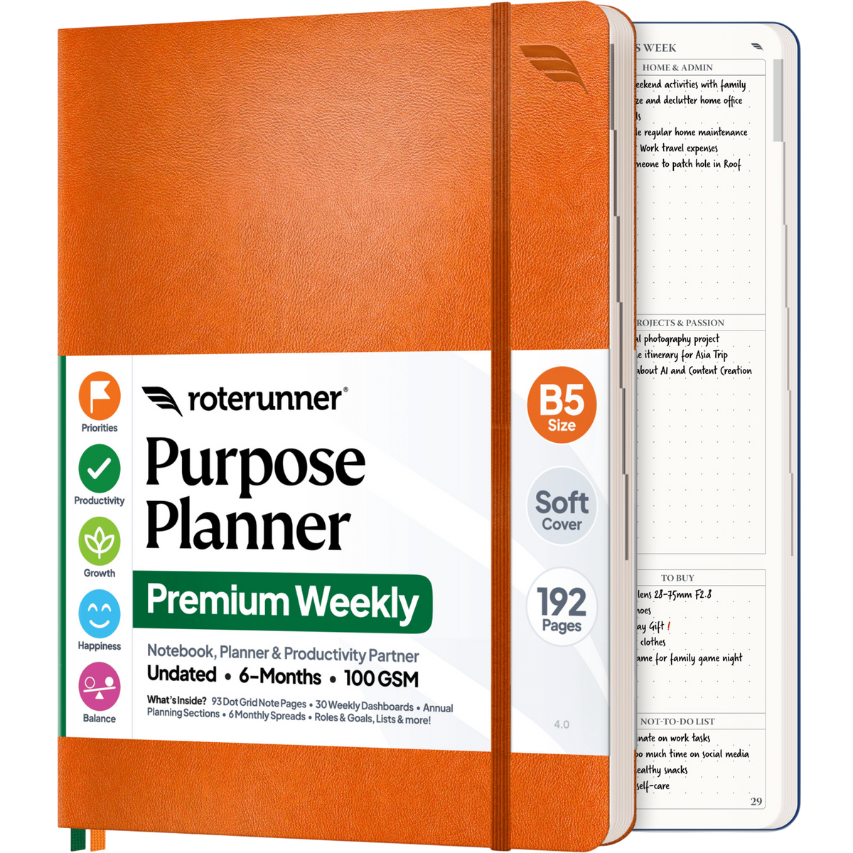 Purpose Planner B5 6M - #cover_soft #color_orange