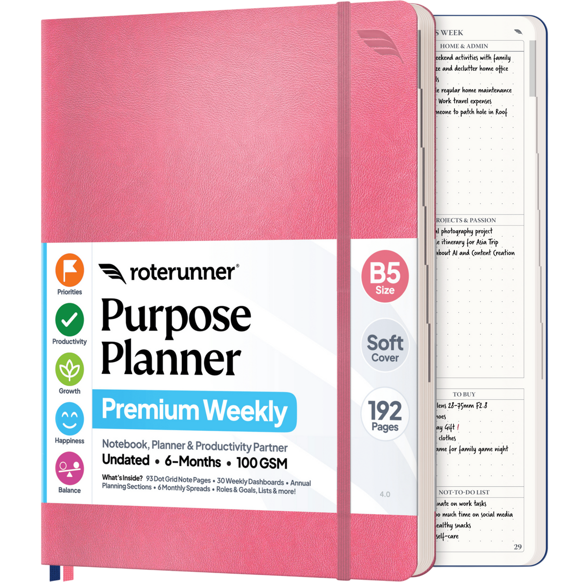 Purpose Planner B5 6M - #cover_soft #color_pink
