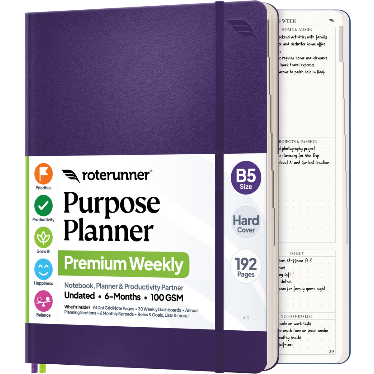 Purpose Planner B5 6M - #cover_hard #color_purple