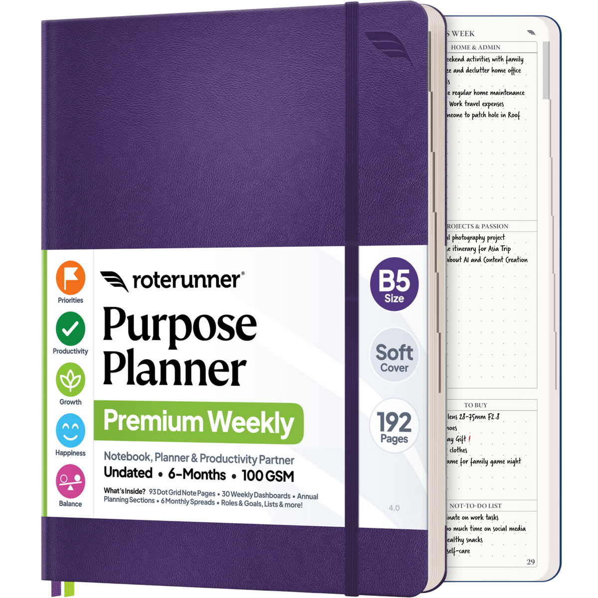 Purpose Planner B5 6M - #cover_soft #color_purple