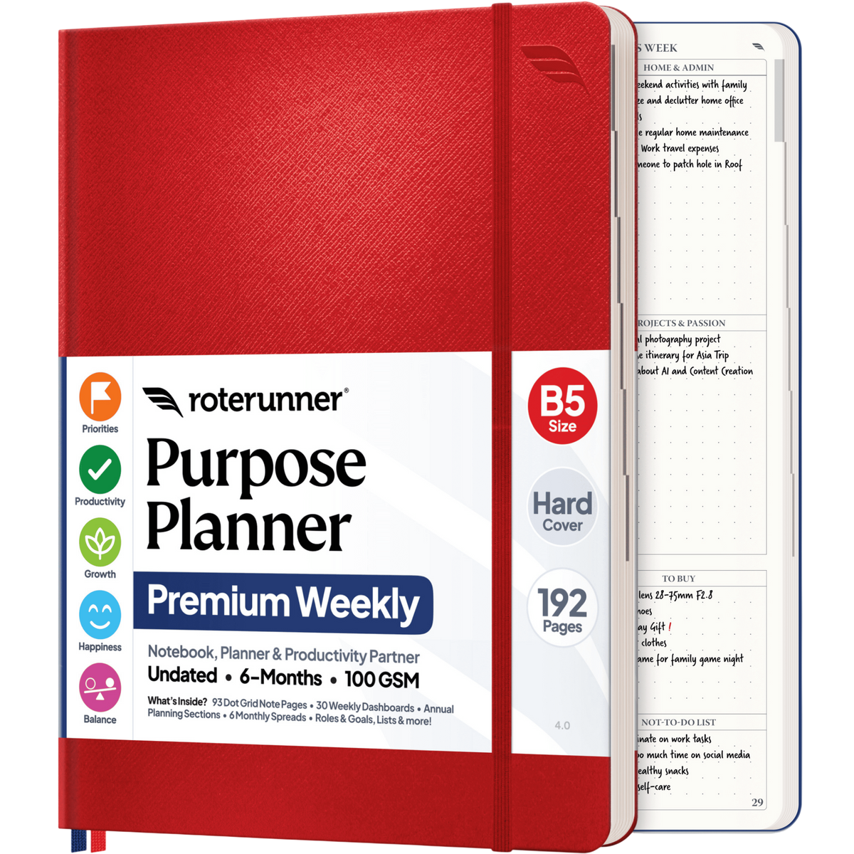 Purpose Planner B5 6M - #cover_hard #color_red