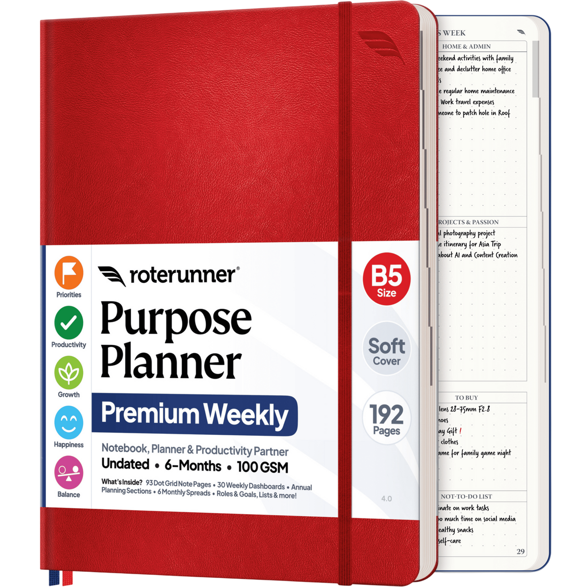 Purpose Planner B5 6M - #cover_soft #color_red
