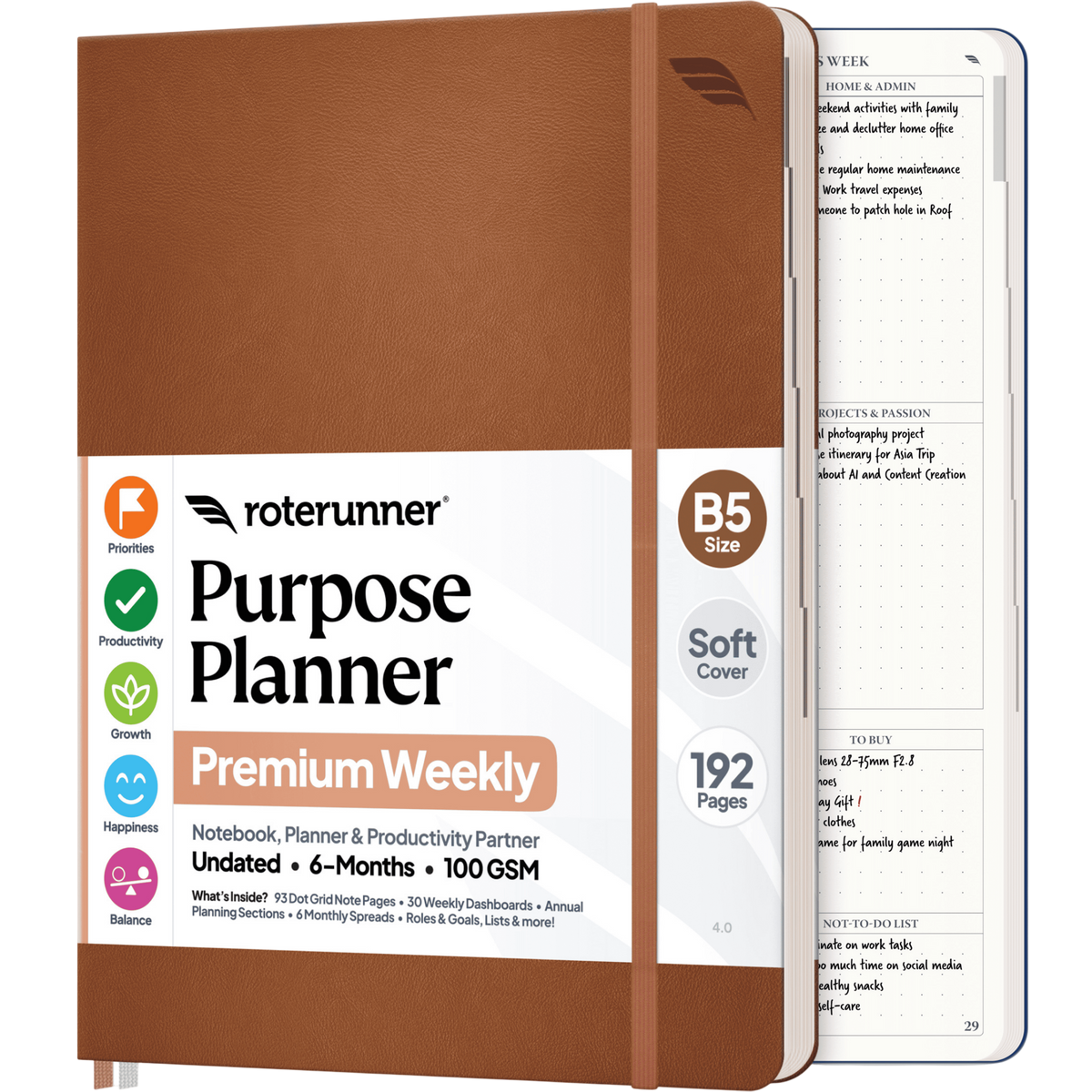 Purpose Planner B5 6M - #cover_soft #color_tan