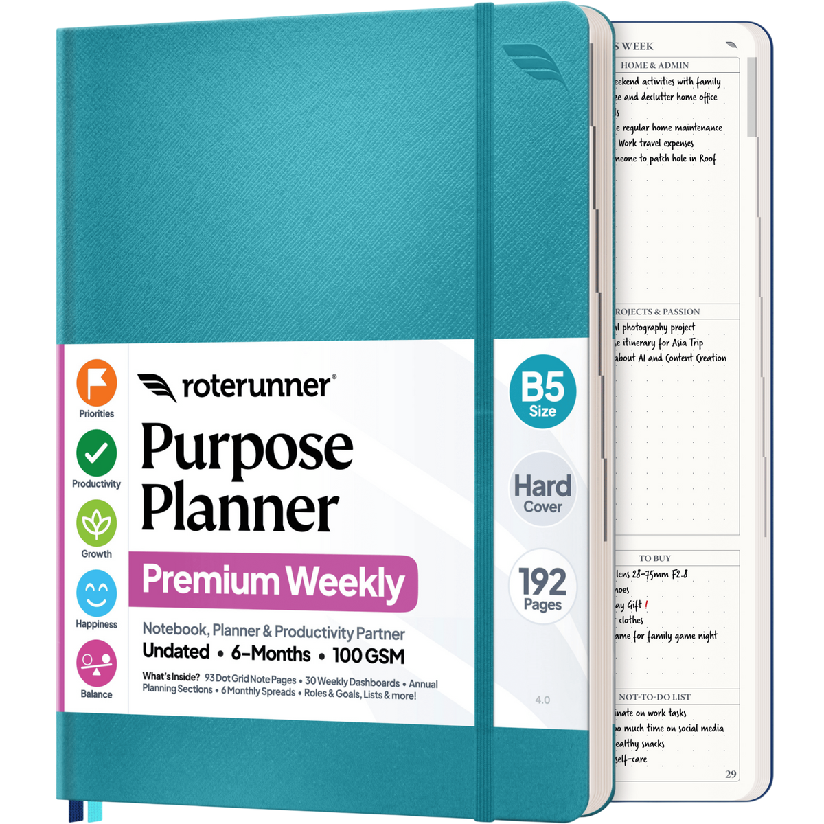 Purpose Planner B5 6M - #cover_hard #color_teal